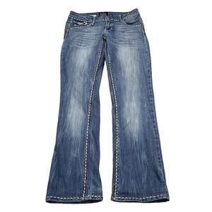 Petrol Pants Womens 25 Blue Bootcut Low Rise Medium Wash Denim Button Zip Jeans
